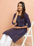 Women's Purple Cotton Ikkat Kurta